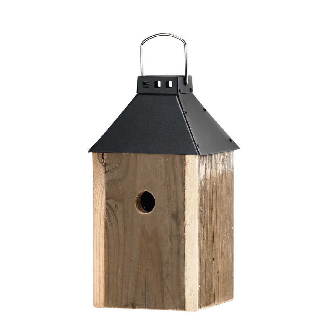 Fuglehus | A2 Living Galvaniseret Sort Mini ‘Birdy Sleep’ Fuglehus Genbrugs Træ | L17xB17xH33,5 cm