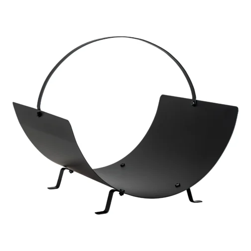 Vedkorg i svart stål | 40X35X33,5 cm | Fletkurven.dk