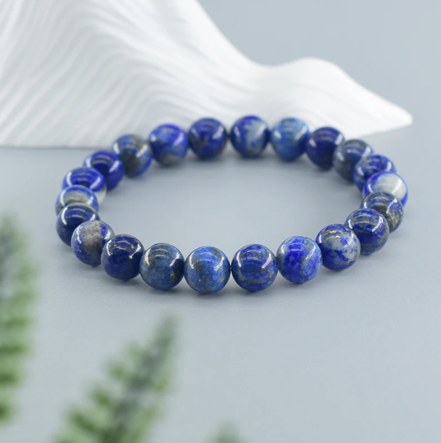 Billede af Perlearmbånd royale og dybe blå sten | Ægte Lapis Lazuli sten